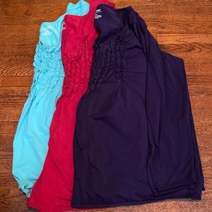 3 long sleeve neck cotton shirts with ruffle